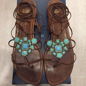 Stuart Weitzman Turquoise Embellished Sandals